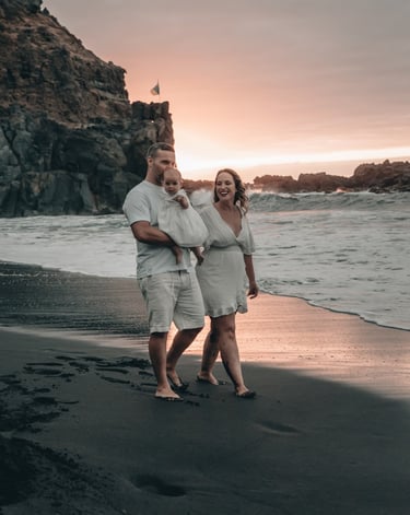 fotografía de familia al atardecer