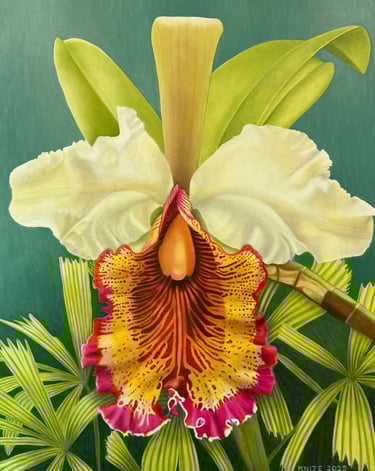 Florida realist painter Christine Knize presents her monumental Orchidelirium series, 72 x 60