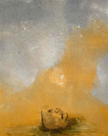 monoprint of woman with closed eyes