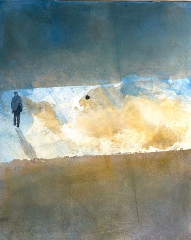monoprint of lone figure