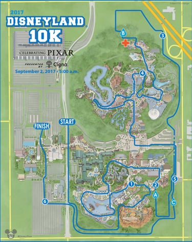 2017 runDisney Disneyland Half Marathon Weekend 10K Course Map