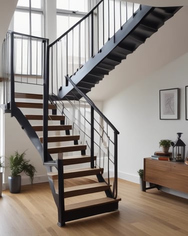 Cozy loft bedroom conversion with skylight and staircase.