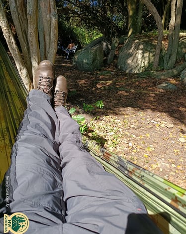 Momento de descanso na rede de selva