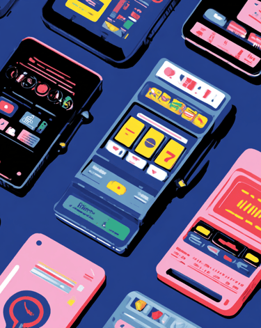 a bunch of different colored cell phones