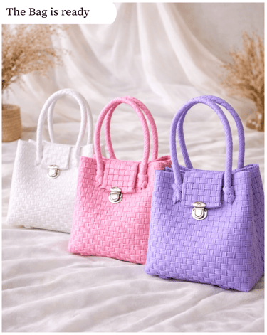 Tas anyaman plastik jali handmade Craftvitas Indonesia yang telah selesai diproduksi