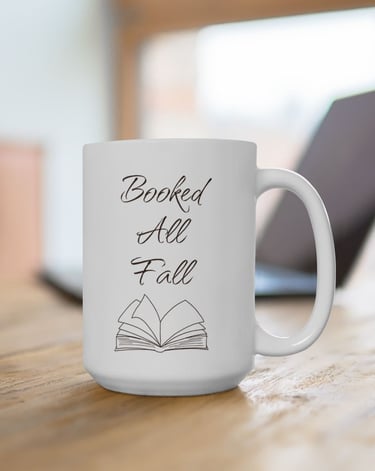 Booked All Fall coffee mug for book lovers – autumn reading mug with cozy fall vibes