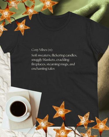 Cozy Vibes fall graphic t-shirt with autumn design – soft seasonal fashion for crisp fall days