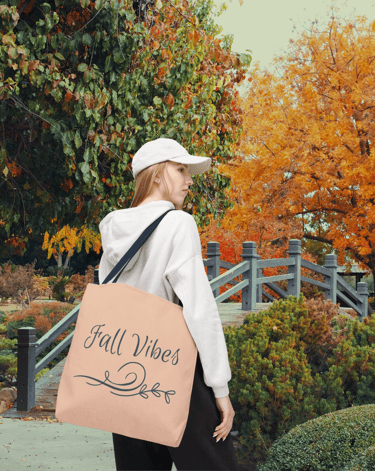 Fall Vibes autumn tote bag with leaf design – seasonal tote for cozy fall outings