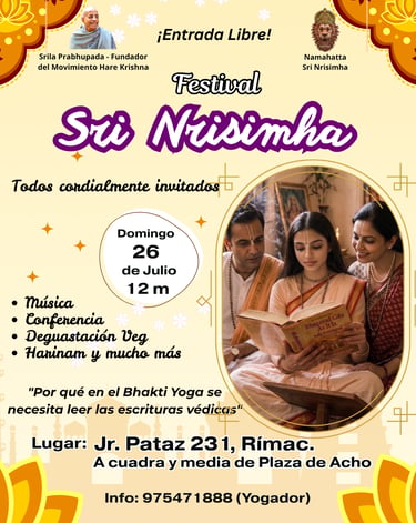 Festival Hare Krishna. Namahatta Sri Nrisimha en Acho.