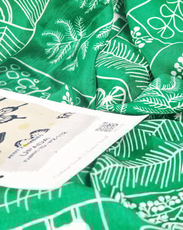 Minimal line-art pattern on Viscose silk