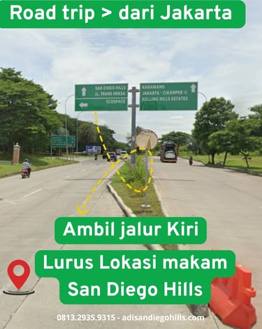 Petunjuk arah ke arah makam san diego hills memorial park dari arah jakarta