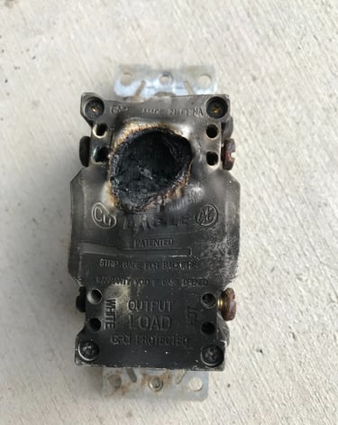 Back of burnt outlet