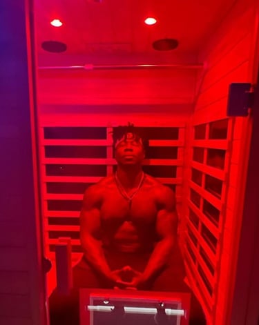 Kyron Holden IFBB Pro Champion in far infrared sauna