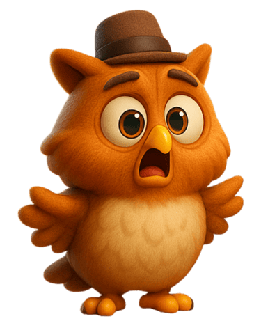 un hibou surpris avec un chapeau