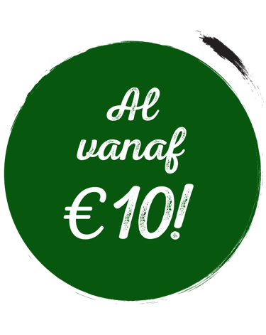 icoon in groen met witte tekst: al vanaf tien euro