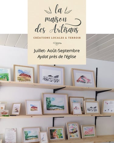 boutique artisans art aydat lac auvergne créations aquarelle couture,bougies souvenirs
