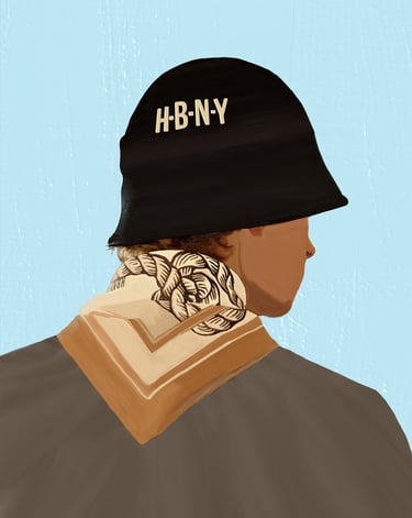 Benoît Daniel-Pham, oil painting, fashion illustration, Hugo Boss