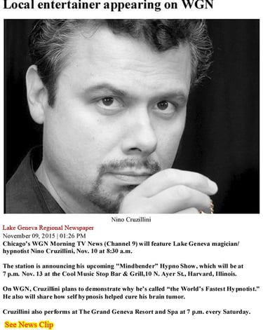 Lake Geneva Comedy Hypnotist News article