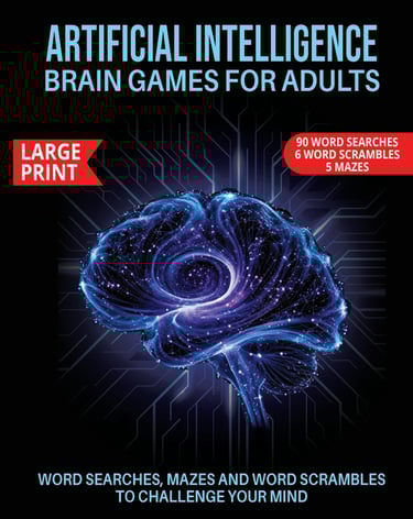 artificial intelligence brain games large print word search puzzle book for adults liora onyx cover