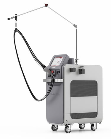 gray laser device on a white background