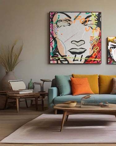 Pop-art em casa: quadro na parede da sala com um estilo moderno e divertido