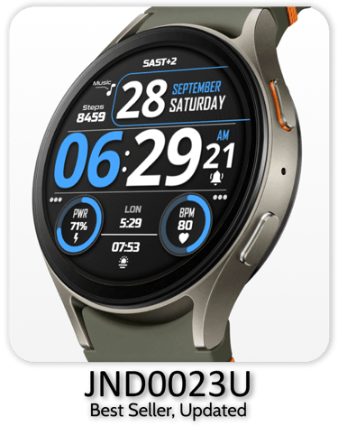 a smart watch with a blue and white background
