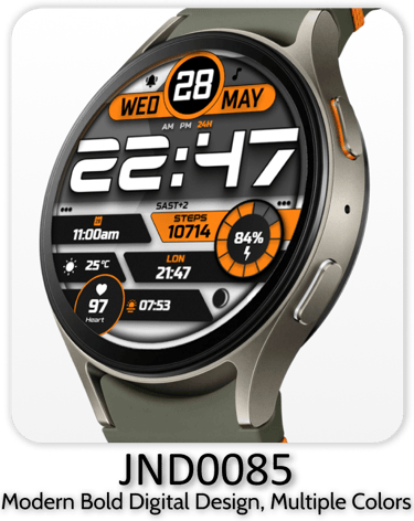 JND0085 High quality digital watch face for Wear OS.