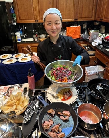 Seared duck, microgreens salad. Lake Oswego Portland personal chef business dinner party gluten-free