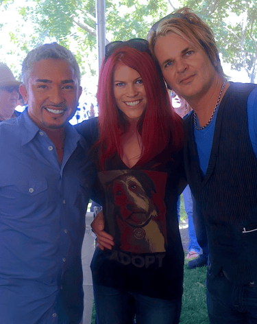 Cesar Millan The Dog Whisperer, reality star and dog rescuer Lacey Sculls, and Poison's Rikki Rocket