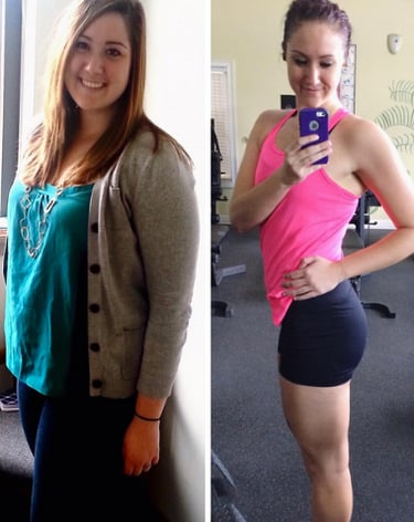 before and after weight loss client result with online coaching