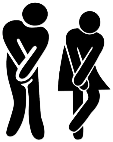 signe de toilette se tenant l'entre jambe