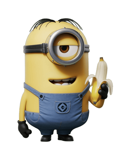 a minion holding a banana peeler