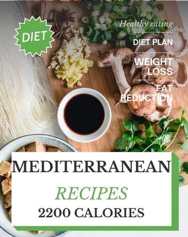 simple mediterranean diet meal plan, samplne menu in pdf 2200 calories