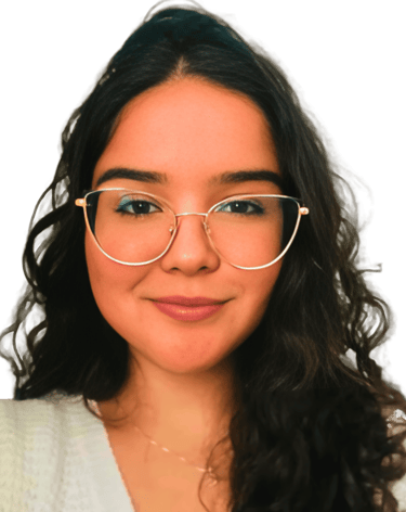 a woman with glasses and a white shirt