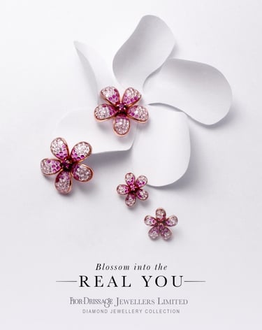 a pair of pink flower shaped ear studs with a white background