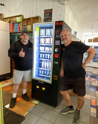 Cashless snack and drink vending machine installed at an accommodation and hospitality site.