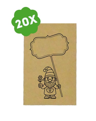 Kraft zaadzakje met print van tuinkabouter, om je zaden te bewaren. Te koop bij Bol.com.