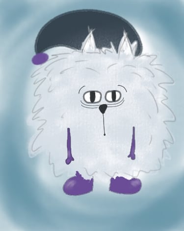 illustration d’un groumpf blanc au bonnet, personnage de l’univers des contes groumpfs