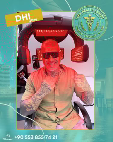 men do Red LED hair treatment, low-level light therapy (LLLT)