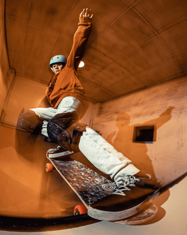 a man on a skateboard in a skateboard