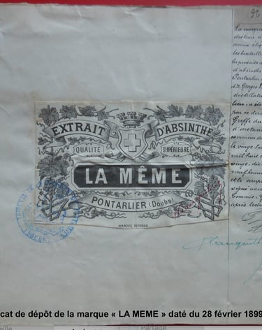 certificat de depot de la marque la meme 1899 absinthe georges lanquetin