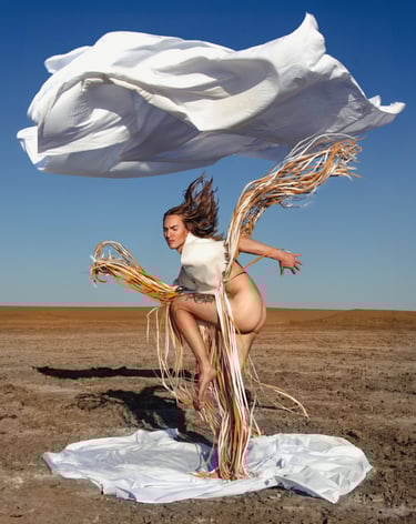 Elizabeth Lotz (Liz Lotz) art director fashion storyteller artist Dali-inspired fashion editorial featuring male model in loc