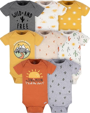 8 pack baby onsies with snaps and adjustable collar