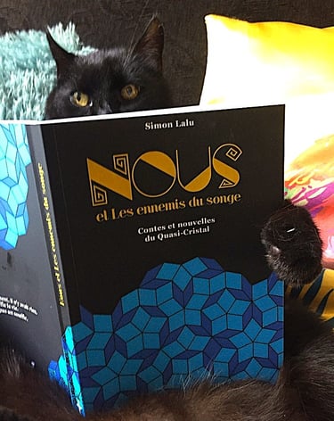 Le chat Poupou lit Nous et les ennemis du Songe -Contes et nouvelles du Quasi-cristal
