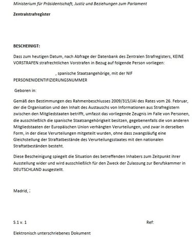 traduccion jurada al alemán de antecedentes penales