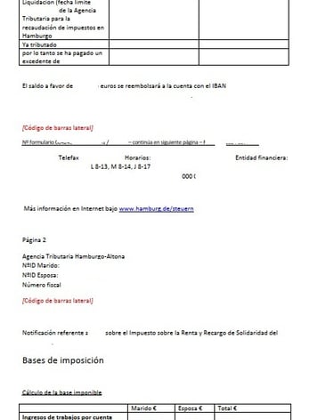 notificacion fiscal alemana, traducción jurada al español, página  2