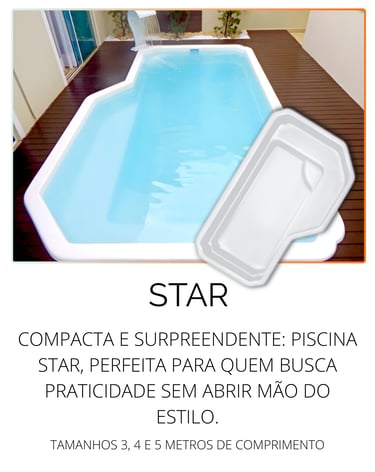 Piscina compacta de fibra modelo Star Fibratec da Sul Piscinas, prática e estilosa para casas menore