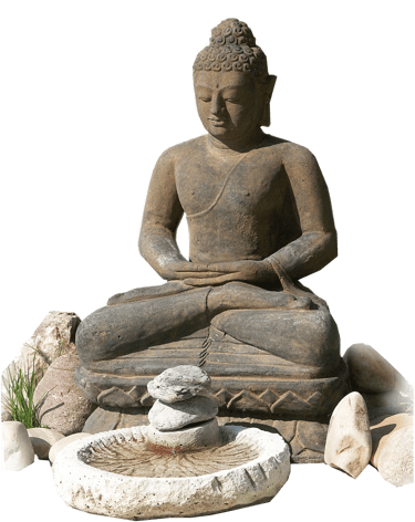 a statue of a buddha statue in a garden