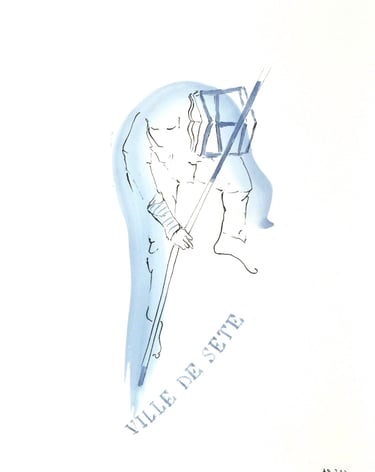 ink drawing jouteur Sète France