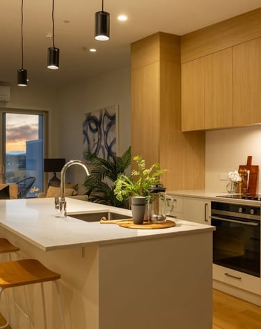 Kitchen in New Town house Construction Wellington